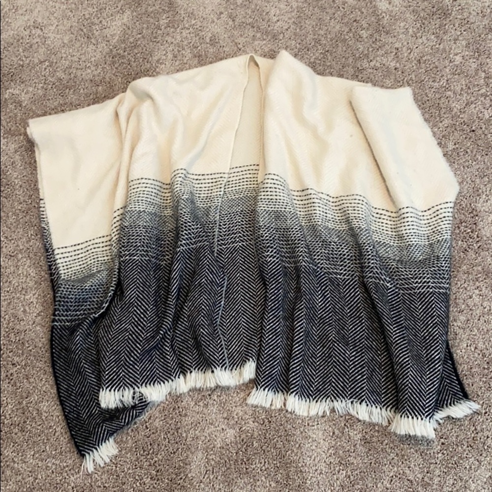 Cream and Black Poncho